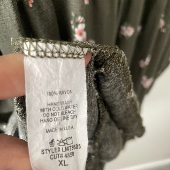 Lovely Melody Off Shoulder Floral Smocked Long Sleeve Green Mini Dress - Picture 2 of 11